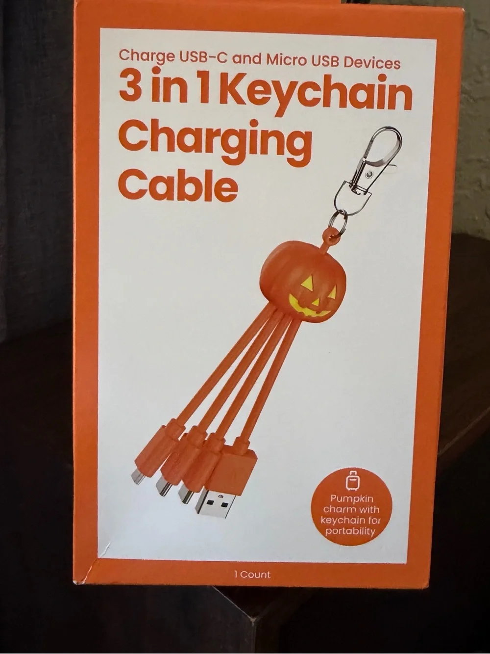 3-in-1 Keychain Charging Cable - Orange